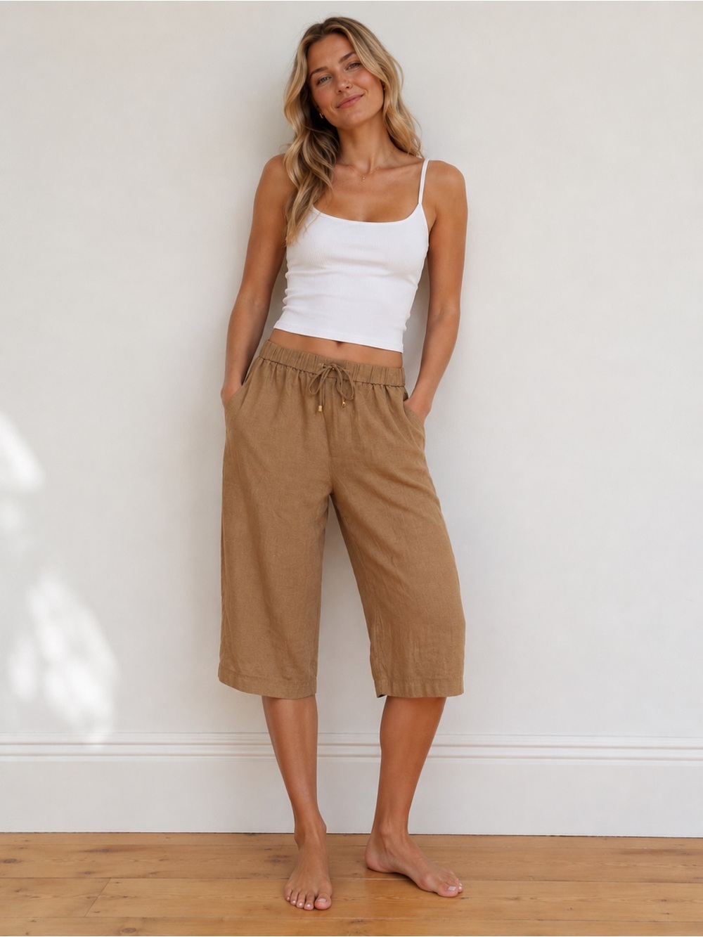 Michael Kors Cropped Drawstring Palooza pants in Camel